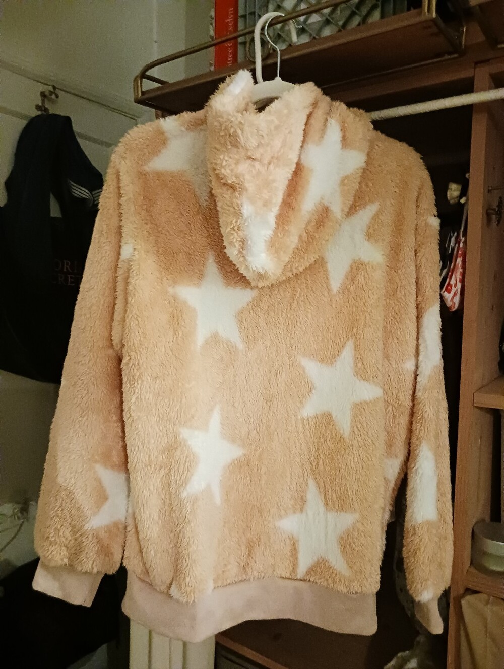 Star-Print Hooded Sherpa Jacket Cozy Zip Hoodie - Picture 4 of 15